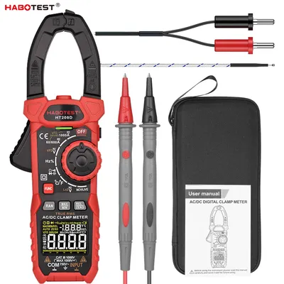 HABOTEST-Pince ampèremétrique numérique HT208D multimètre True-RMS AC/DC testeur anto-télémètre