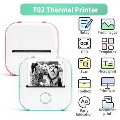 Phomemo – Mini-imprimante thermique Portable T02 impression instantanée sans encre Compatible