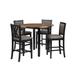 Jeremy 42 Inch 5 Piece Round Counter Table Set with Fabric Seat, Brown and Black