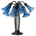 Laura River of Goods Brushed Bronze and Blue Metal and Glass Novelty Bell Shades 21-Inch Table Lamp - 21" x 21" x 21"