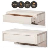 Set of 2 White Floating Nightstands with Drawer and Shelf, Wall Hanging Bedside Table, Home Decor Gift