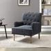 Mid-century-inspired Button-tufted Armchair Padded Seat Accent Chairs with Wood Carved Legs and Nailhead Trim