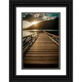 Oldford Tim 23x32 Black Ornate Wood Framed with Double Matting Museum Art Print Titled - Crescent Lake Sunset