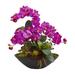 Nearly Natural 21 Phalaenopsis Orchid and Mixed Succulent Garden Artificial Flower in Black Vase