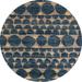 Ahgly Company Indoor Round Abstract Granite Gray Abstract Area Rugs 6 Round