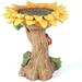 Wovilon Sunflower Bird Baths Outdoors 9.8 inches Resin Sunflower Birdbath Large Weather Resistant Bird Bath Bowl Garden Statue Basin Bird Feeding Station for Yard Yellow