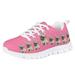 Pzuqiu Pug Dog Big Kids Tennis Shoes for Girls Size 5 Breathable Kids Pink Sneakers Lightweight Running Shoes Animal Print
