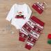 Kayannuo Christmas Hat Christmas Clearance Infant Newborn Baby Girls Boys Christmas Outfits Romper Bodysuit Pants Hat Set Christmas Gifts