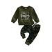 Toddler Baby Boy Fall Winter Clothes Letter Print Crewneck Sweatshirt Top Pants Sweatsuit Cute Little Boy Casual Outfit