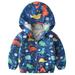 Cathalem Boys Winter Coat 5t Jacket Toddler Hooded Cartoon Windbreaker Outwear Dinosaur Boys Windproof Zipper Boy Youth Coat Outerwear Blue 4-5 Years