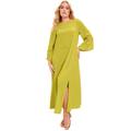 Plus Size Women's Bell-Sleeve Maxi Dress by June+Vie in Light Moss (Size 22/24)