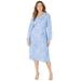 Plus Size Women's Liz&Me® Peasant Wrap Dress by Liz&Me in French Blue Stencil Paisley (Size 4X)