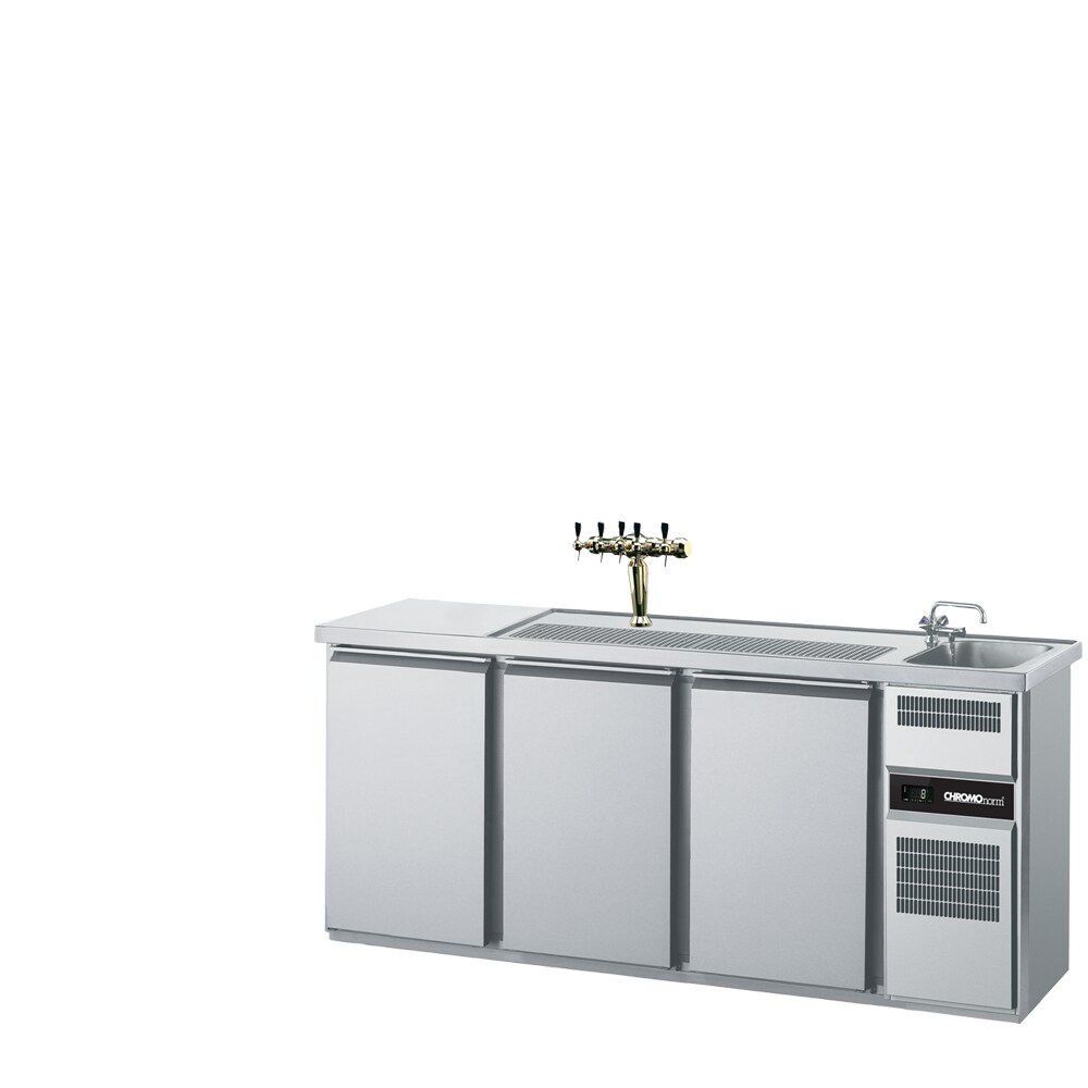 CHROMOnorm Getränketheke mit einem Becken rechts und 3 Türen Image