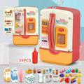 Chicmine Childrens Electric Refrigerator Toy with Light Spray Function Play Pretend Toy Simulation Kitchen Refrigerator Food Model Toy Role Play Parent-Child Interactive Educational Toy
