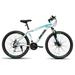 SOCOOL Adult Mountain Bike Hardtail Bicycle for Mens Womens 26 Inch Wheels Aluminum Frame 21 Speed Shimano Full Suspension Fork and Dual Disc Brake -White & Black & Blue XC1163BK