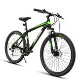 SOCOOL ã€�2022 Newestã€‘Full-Suspension Mountain Bike Shimano 21 Speed 26 Inch Wheel for Men Mens Womens Bicycle Black&White&Green Stripes QJ212BK