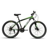 SOCOOL 26 Inch Mountain Bike - 21-Speed Bike for Men - Lightweight Aluminum Mountain Bicycle for Men - Disc Brakes Suspension Fork - Black&White&Green Stripes SH2128BK