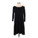 Forever 21 Contemporary Casual Dress - A-Line Scoop Neck 3/4 sleeves: Black Print Dresses - Women's Size Small