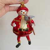 Anthropologie Holiday | Anthropologie Glass Fireman Snowman Ornament Sparkly Christmas Tree Trim | Color: Gold/Red | Size: Os