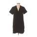 Lush Casual Dress - Shift Plunge Short sleeves: Black Print Dresses - Women's Size X-Small