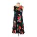 Old Navy Casual Dress - A-Line Crew Neck Sleeveless: Black Floral Dresses - Women's Size Small