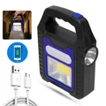 Z2-Lanterne Solaire Portable COB LED Lampe de Travail Étanche Projecteur d'Urgence Rechargeable