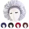 Femmes Satiné Solide Couchage Chapeau Nuit Sommeil Bouchon Cheveux Soins Bonnet Bonnet Pour Femmes