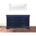 HomeRoots 59" Blue Solid Wood Six Drawer Double Dresser with LED