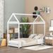 Twin Size Wood House Bed, Wooden Bedframe with Roof for Kids, Teens, Easy Assemble & No Box Spring Needed