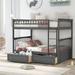 Full Over Full Bunk Bed with Drawers & Ladder, Soild Wood Bunkbed Frame with Full Length Guardrail, Convertible into 2 Daybeds
