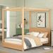 Canopy Platform Bed with Headboard and Support Legs, Modern Design Solid Pine Wood Bedframe, Can Be Freely Decorated