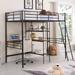 Twin Size Metal Loft Bed and Built-in Desk and Shelves