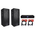 (2) JBL JRX225 Dual 15 4000 Watt DJ/PA Speakers Monitors+Crown Amplifier+Cables