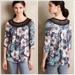 Anthropologie Tops | Anthropologie Meadow Rue Floral Gray/Green Boat Neck Top | Color: Green/Purple | Size: M