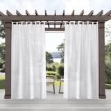 Red Barrel Studio® Radko Exclusive Home Miami Semi-Sheer Indoor/Outdoor Hook-and-Loop Tab Top Curtain Panel Pair in White/Brown | 120 H in | Wayfair