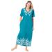 Plus Size Women's Knit Zip Long Lounger by Dreams & Co. in Dark Turq Meadow Floral (Size 5X)