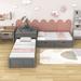 Red Barrel Studio® Divyanshi Twin Size L-shaped Platform Bed w/ Trundle & Drawers Wood in Gray | 29 H x 117 W x 117 D in | Wayfair