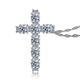 CivetCat Moissanite Cross Pendant Necklace for Women 4.0mm DEF color VVS Moissanite Diamond 27 pieces 2.3 CTTW Rhodium Plated Sterling Silver Cross Necklace 16+2”, 18 inches, Lab Created