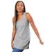 Plus Size Women's Scoopneck One + Only Tunic Tank by June+Vie in Heather Grey (Size 10/12)