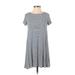 Ann Taylor LOFT Casual Dress - A-Line Crew Neck Short sleeves: Blue Print Dresses - Women's Size 2X-Small Petite