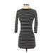 Forever 21 Casual Dress - Bodycon Crew Neck 3/4 sleeves: Black Print Dresses - Women's Size Small