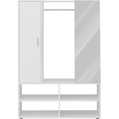 Kompaktgarderobe FMD "Auma", weiß, B:105cm H:151,2cm T:39,7cm, Holzwerkstoff, Schränke, Breite 105 cm Image