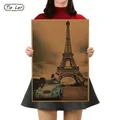 TIE LER-Affiche de la Tour Eiffel de Paris en papier Kraft photo nostalgique affiche de bar rétro