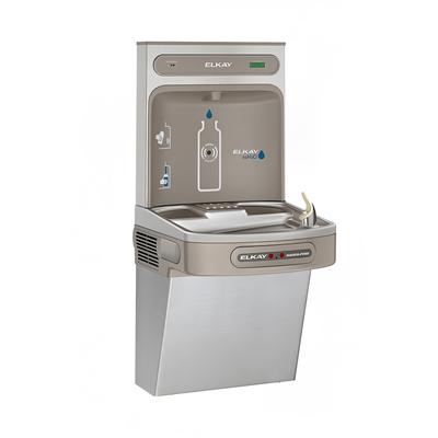 Elkay LZO8WSSK Wall Mount Drinking Fountain w/ Bottle Filler - Filtered, Refrigerated, Stainless, Silver, 115 V