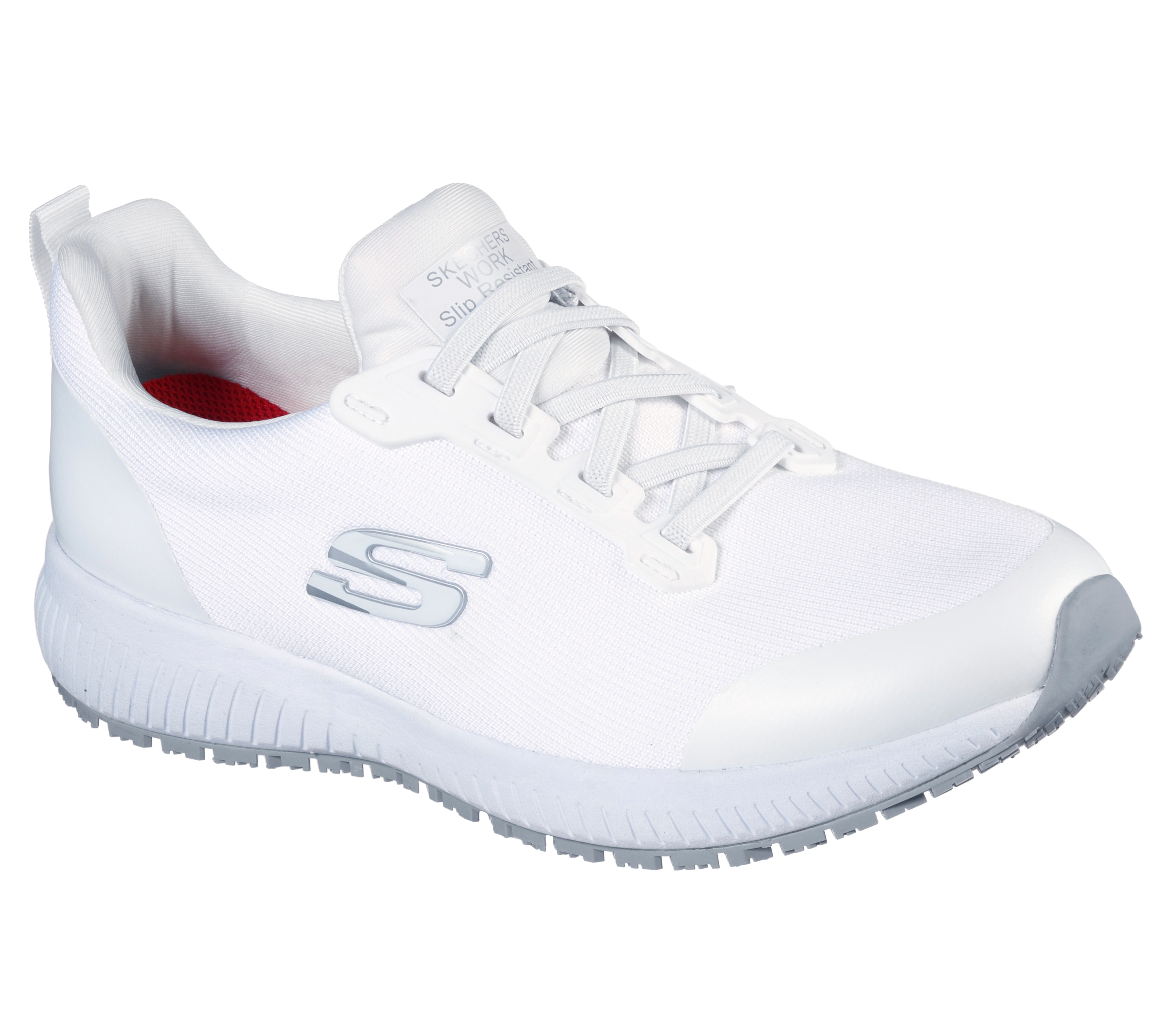 Berufsschuh SKECHERS "SQUAD SR" Gr. 35, weiß, 35, Synthetik, Textil, Schuhe, Sneaker für Gastronomie & Pflege mit gepolstertem Schaftrand