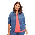 Plus Size Women's Essential Denim Jacket by June+Vie in Medium Wash (Size 22 W)