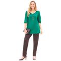 Plus Size Women's Liz&Me® Eyelet Peasant Top by Liz&Me in Clover Green (Size 5X)