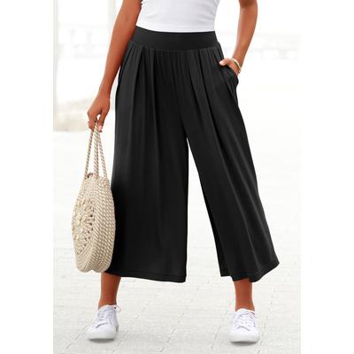 Culotte LASCANA, Damen, Gr. 36, N-Gr, schwarz, Jersey, Obermaterial: 95% Viskose, 5% Elasthan, unifarben, modisch, figurumspielend 7/8-Länge, Hosen, mit extra-weitem Bein und Taschen, bequeme Jerseyhose, Topseller Image