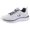 Sneaker SKECHERS "Track-Scloric", Herren, Gr. 46, blau (weiß, navy), Textil, Leder, sportlich, Schuhe, Freizeitschuh, Halbschuh, Schnürschuh mit Skechers Memory Foam