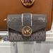 Michael Kors Bags | Michael Kors Carmen Medium Flap Logo And Faux Leather Wallet Heather Grey Multi | Color: Gold/Gray | Size: Medium
